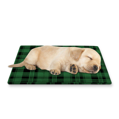 Green And Black Tartan Pattern Print Pet Cooling Mat Cover