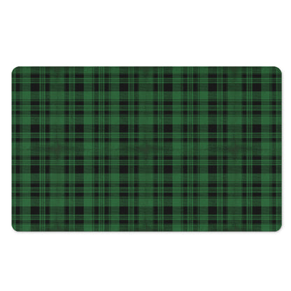 Green And Black Tartan Pattern Print Polyester Doormat