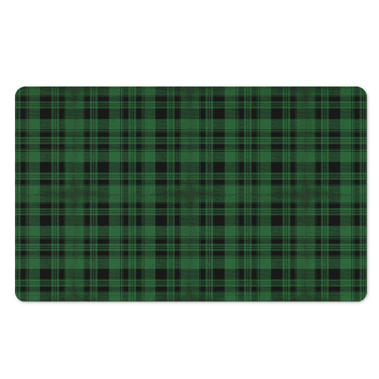 Green And Black Tartan Pattern Print Polyester Doormat