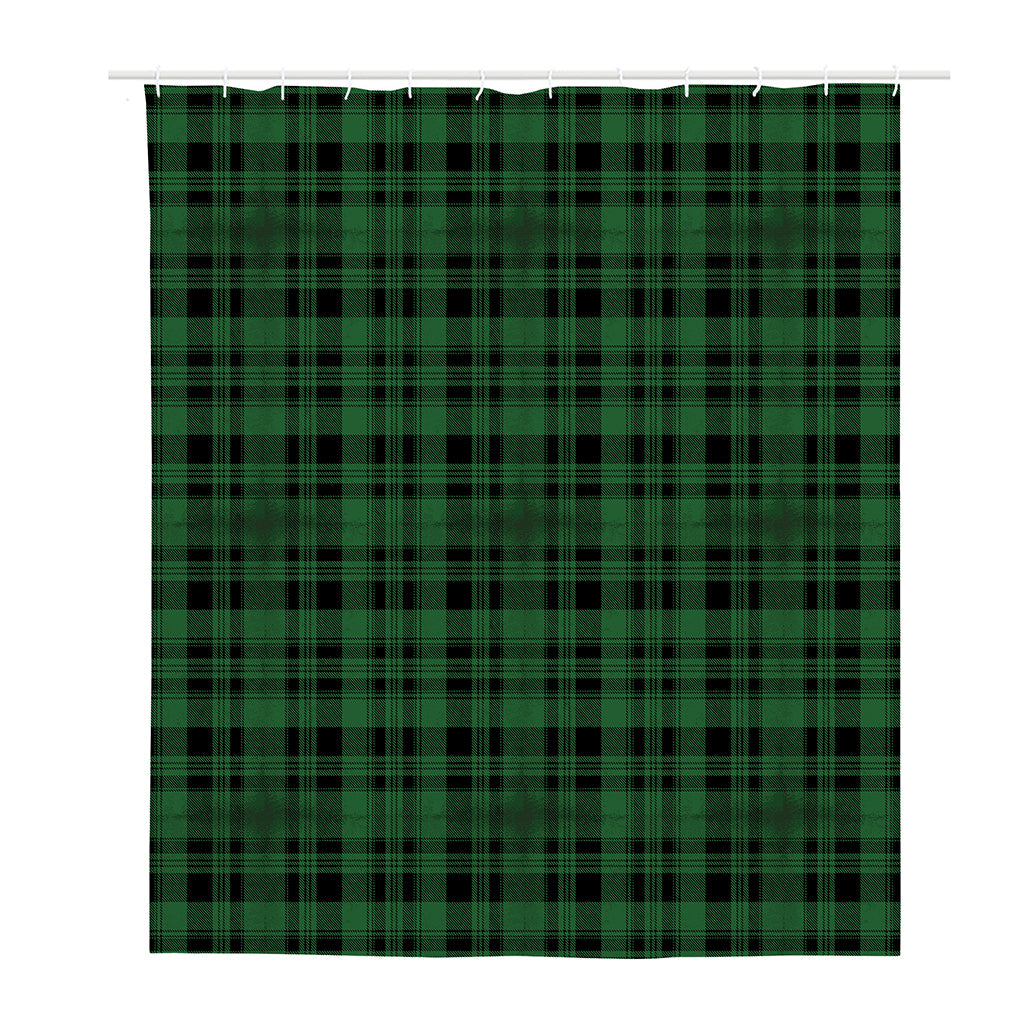 Green And Black Tartan Pattern Print Polyester Shower Curtain