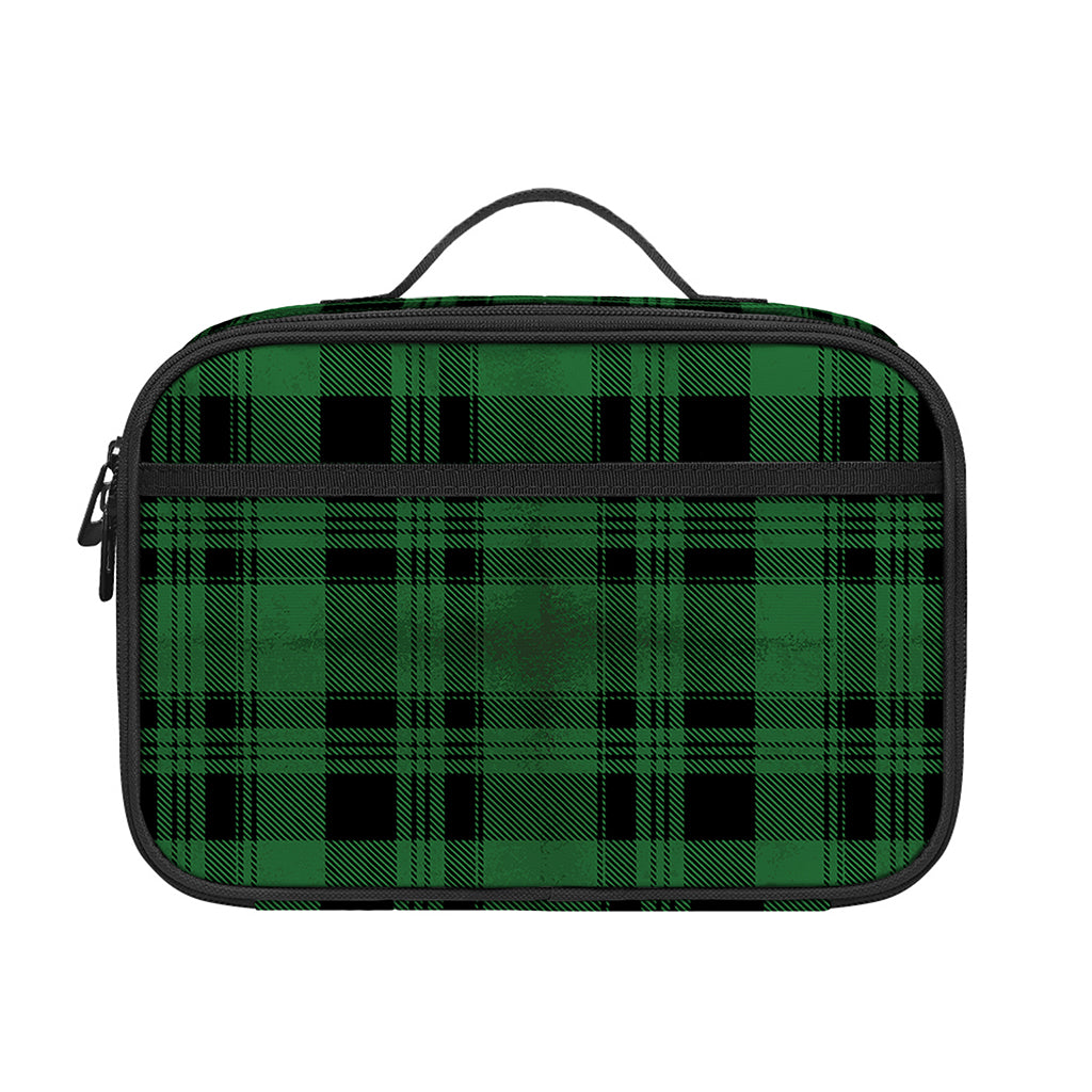 Green And Black Tartan Pattern Print Portable Lunch Bag