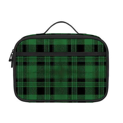 Green And Black Tartan Pattern Print Portable Lunch Bag