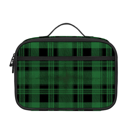 Green And Black Tartan Pattern Print Portable Lunch Bag