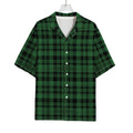 Green And Black Tartan Pattern Print Rayon Hawaiian Shirt