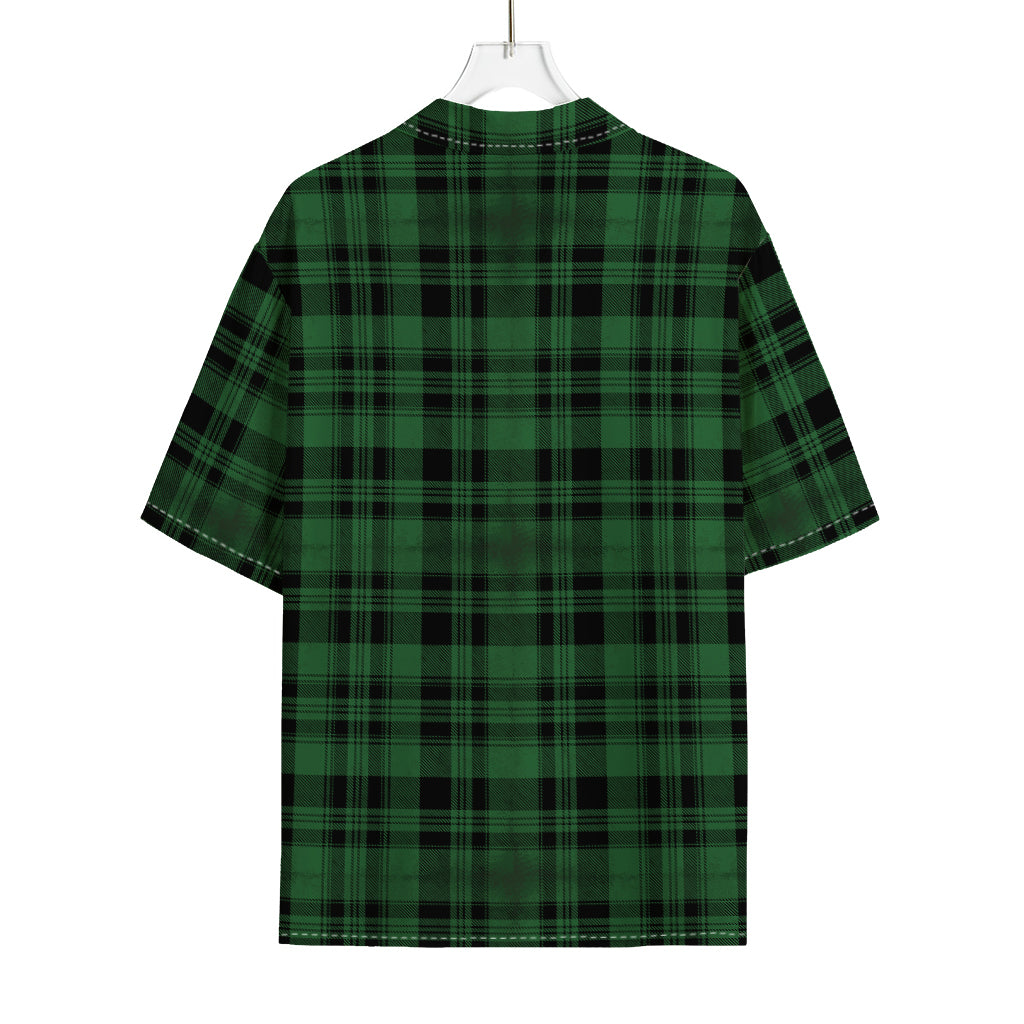 Green And Black Tartan Pattern Print Rayon Hawaiian Shirt