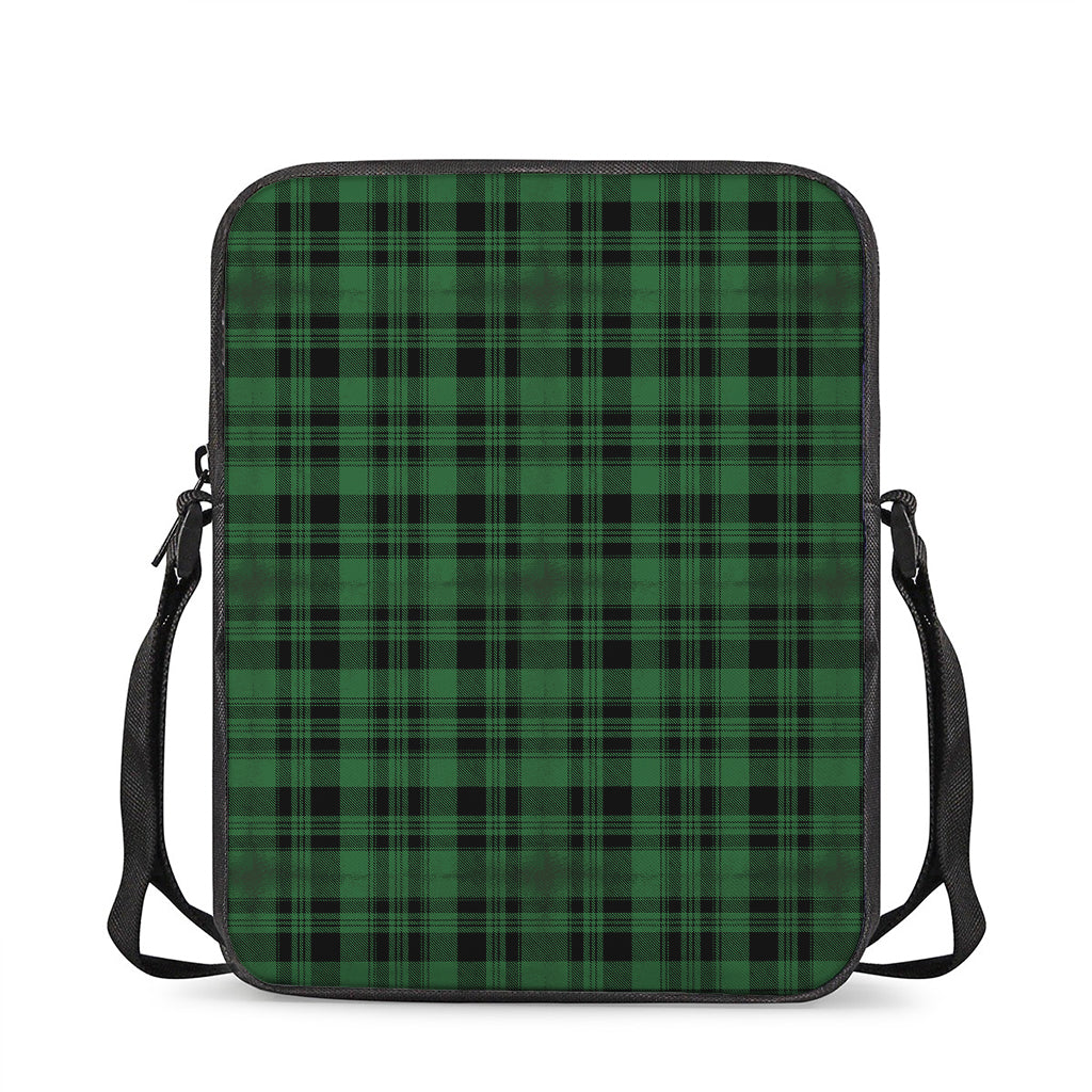 Green And Black Tartan Pattern Print Rectangular Crossbody Bag