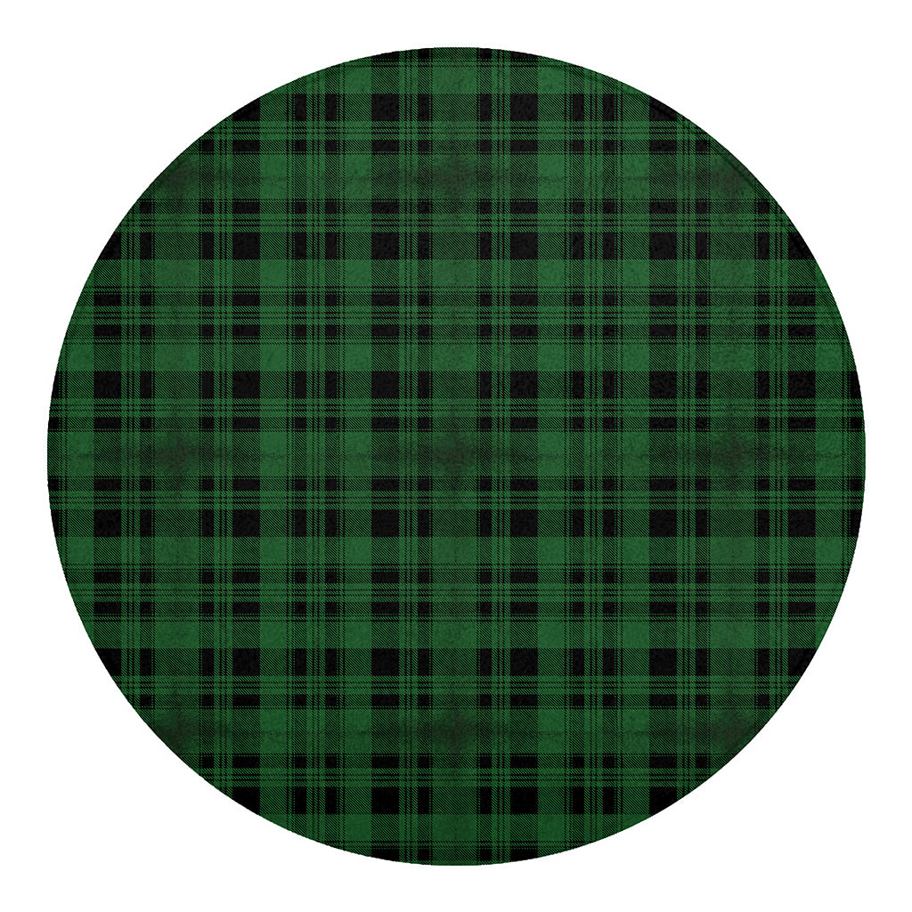 Green And Black Tartan Pattern Print Round Blanket