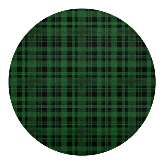 Green And Black Tartan Pattern Print Round Blanket