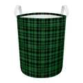 Green And Black Tartan Pattern Print Round Laundry Basket