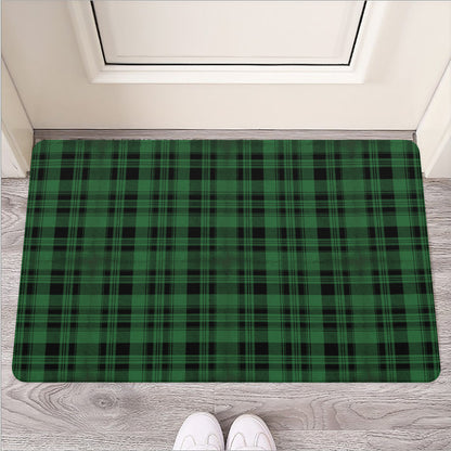Green And Black Tartan Pattern Print Rubber Doormat
