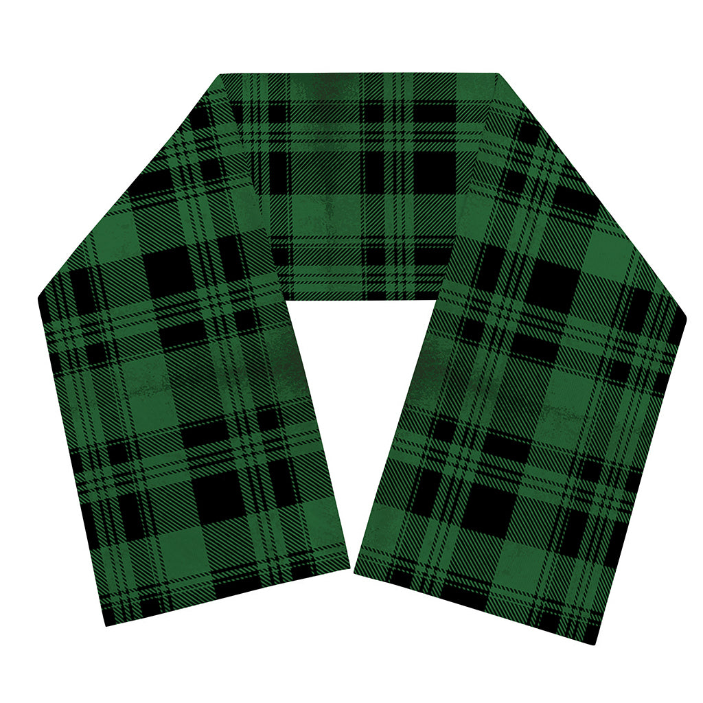 Green And Black Tartan Pattern Print Scarf