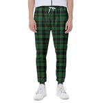 Green And Black Tartan Pattern Print Scuba Joggers