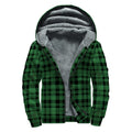 Green And Black Tartan Pattern Print Sherpa Lined Zip Up Hoodie
