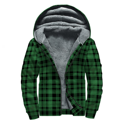 Green And Black Tartan Pattern Print Sherpa Lined Zip Up Hoodie