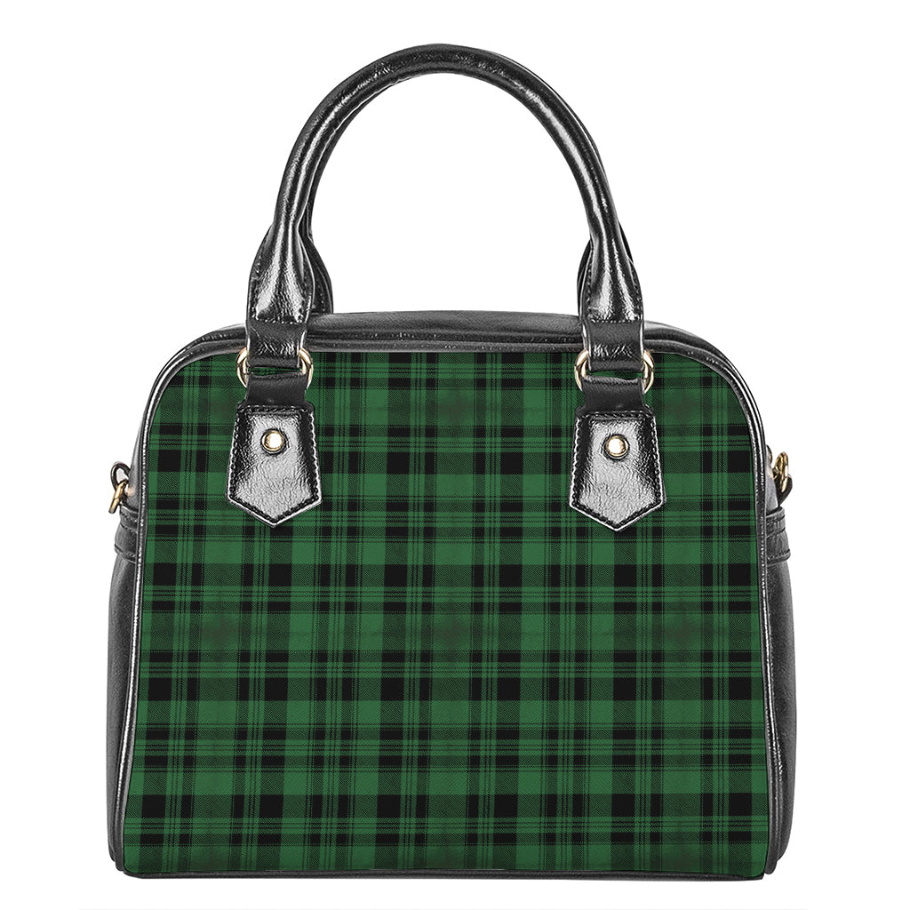 Green And Black Tartan Pattern Print Shoulder Handbag