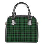 Green And Black Tartan Pattern Print Shoulder Handbag