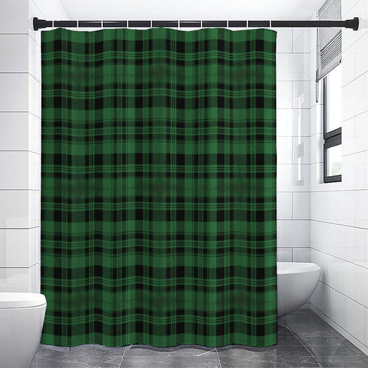 Green And Black Tartan Pattern Print Shower Curtain