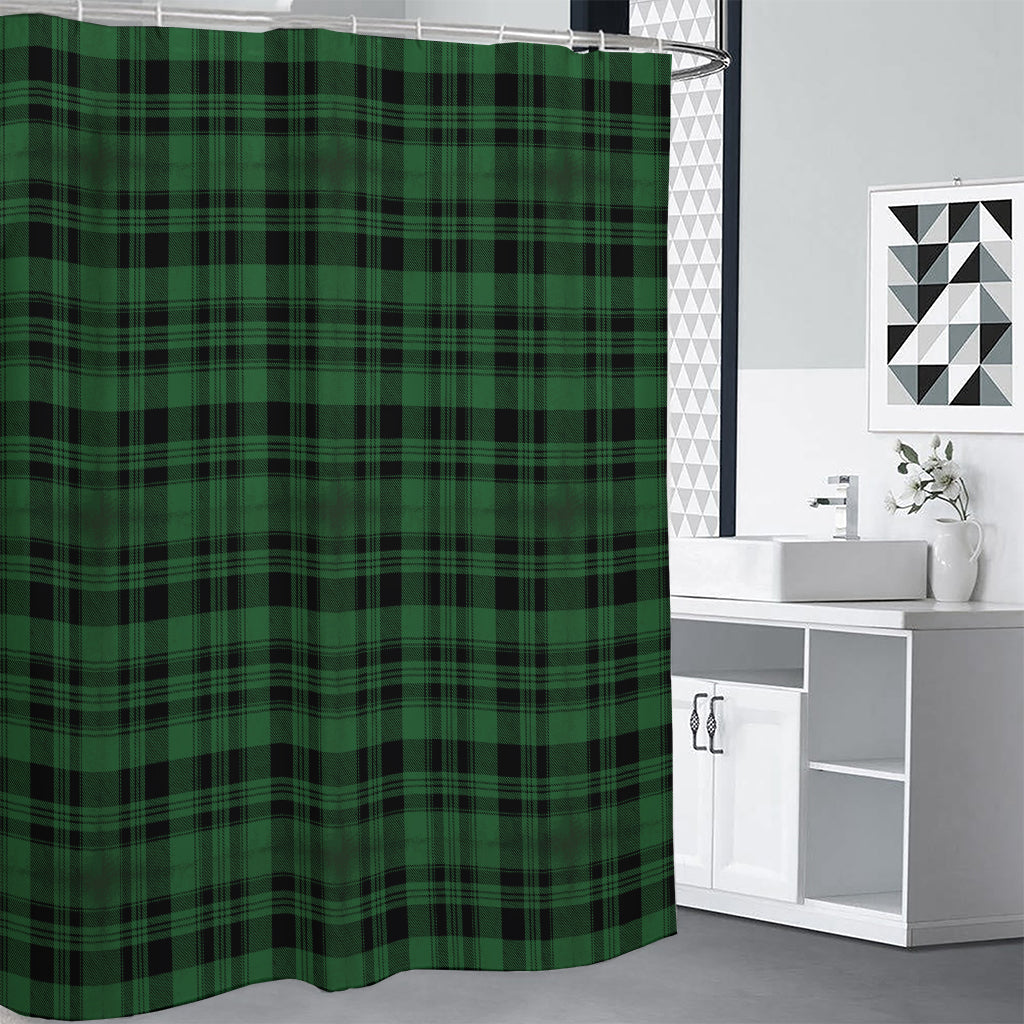 Green And Black Tartan Pattern Print Shower Curtain
