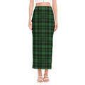 Green And Black Tartan Pattern Print Side Slit Maxi Skirt