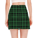 Green And Black Tartan Pattern Print Side Slit Mini Skirt