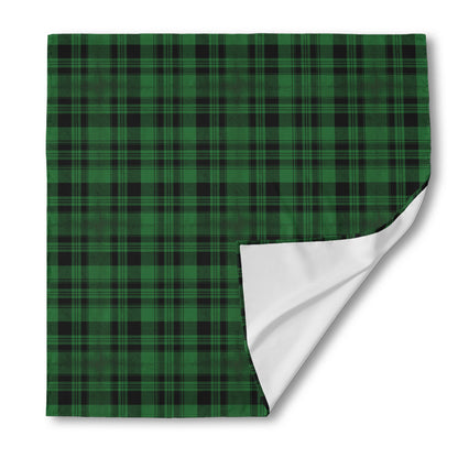Green And Black Tartan Pattern Print Silk Bandana