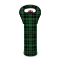 Green And Black Tartan Pattern Print Single Neoprene Wine Tote
