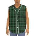 Green And Black Tartan Pattern Print Sleeveless Baseball Jersey