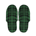 Green And Black Tartan Pattern Print Slippers