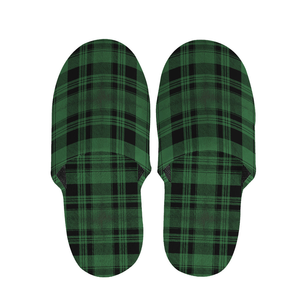 Green And Black Tartan Pattern Print Slippers