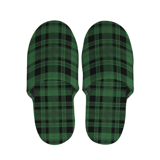 Green And Black Tartan Pattern Print Slippers