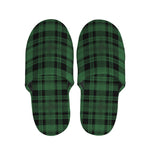 Green And Black Tartan Pattern Print Slippers