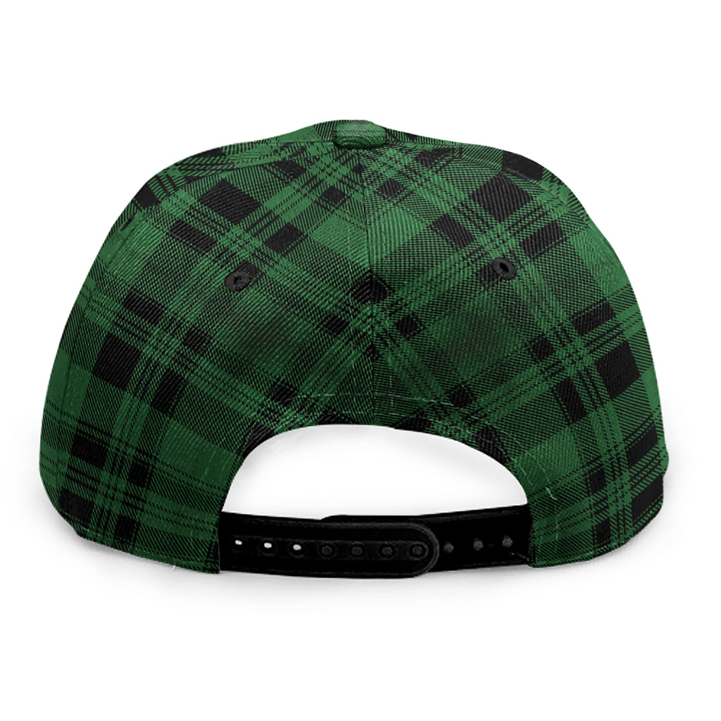 Green And Black Tartan Pattern Print Snapback Cap