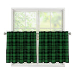 Green And Black Tartan Pattern Print Tier Curtains