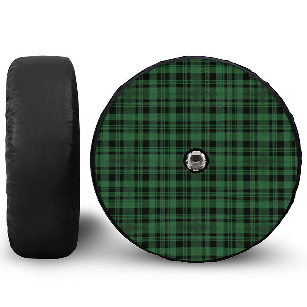 Green And Black Tartan Pattern Print Tire Cover With Camera Hole