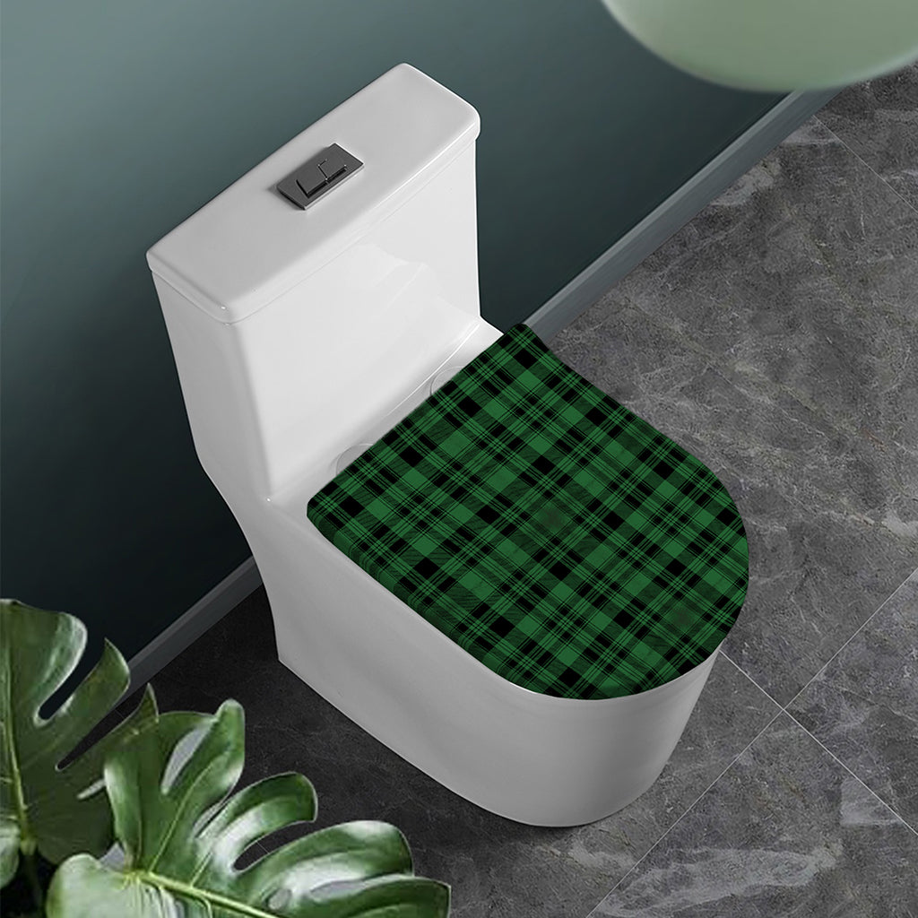 Green And Black Tartan Pattern Print Toilet Lid Cover