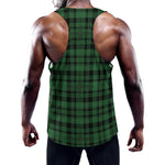 Green And Black Tartan Pattern Print Training Tank Top
