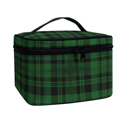 Green And Black Tartan Pattern Print Travel Makeup Bag