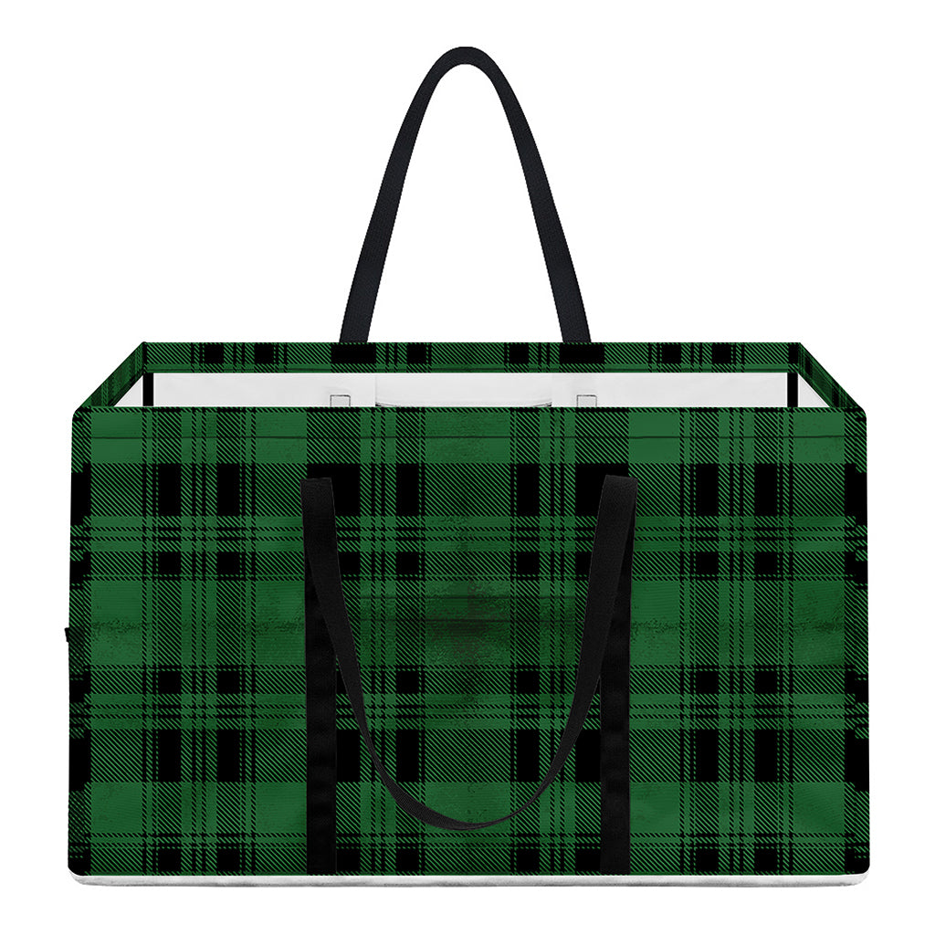 Green And Black Tartan Pattern Print Utility Tote Bag