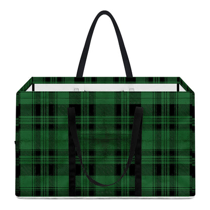 Green And Black Tartan Pattern Print Utility Tote Bag