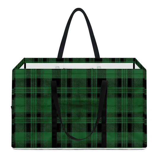 Green And Black Tartan Pattern Print Utility Tote Bag