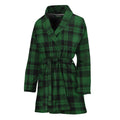 Green And Black Tartan Pattern Print Women's Bathrobe