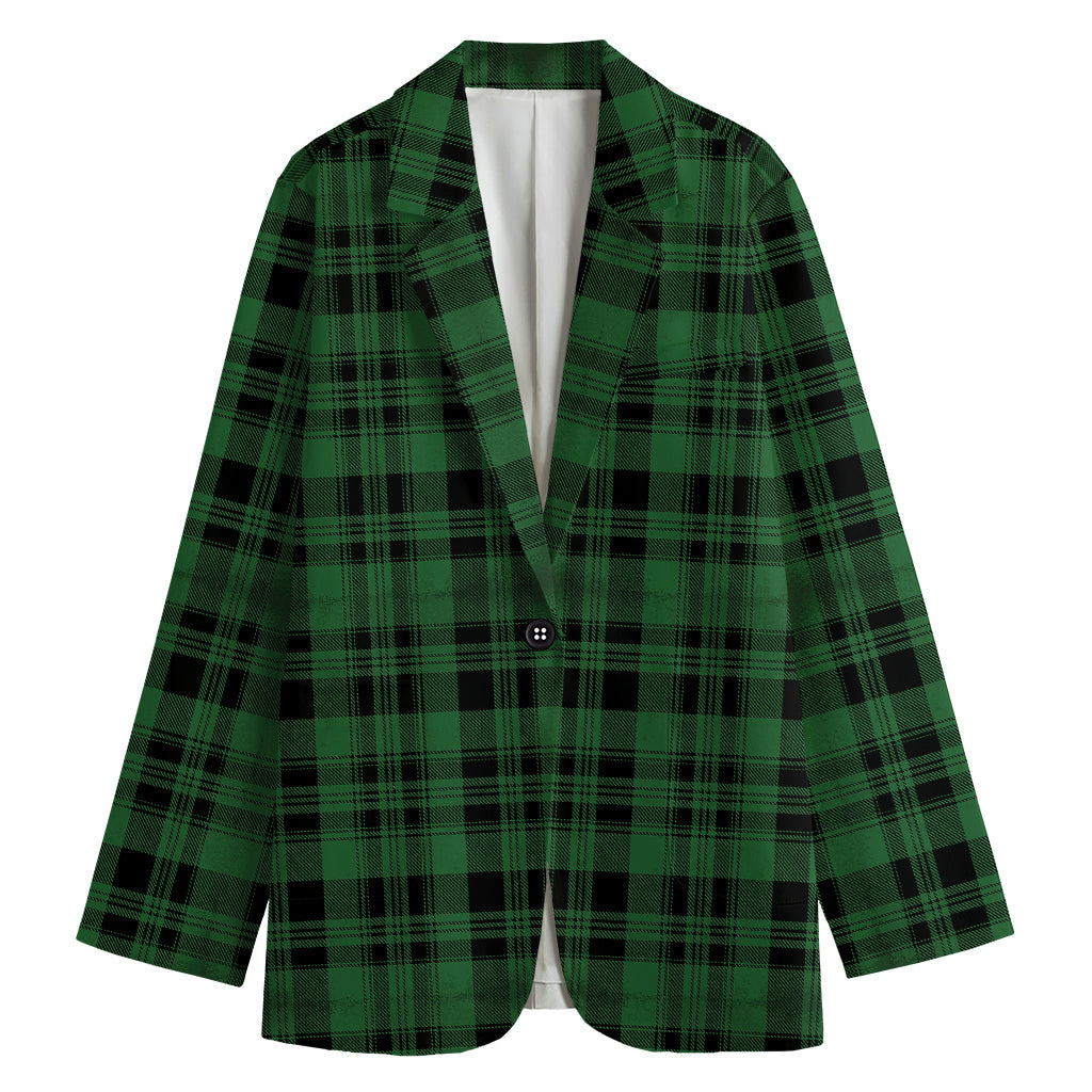 Green And Black Tartan Pattern Print Women's Blazer