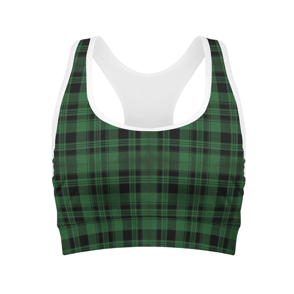 Green And Black Tartan Pattern Print Women's Sports Bra