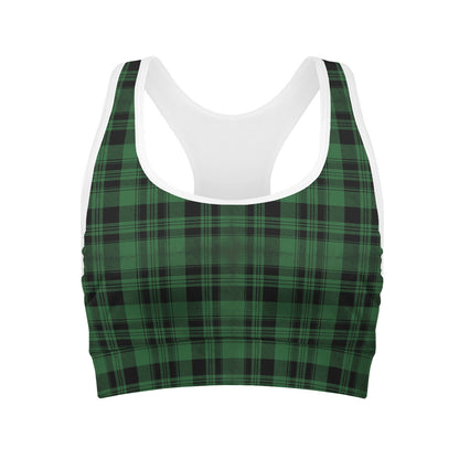 Green And Black Tartan Pattern Print Women's Sports Bra