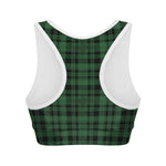 Green And Black Tartan Pattern Print Women's Sports Bra