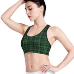 Green And Black Tartan Pattern Print Women's Sports Bra