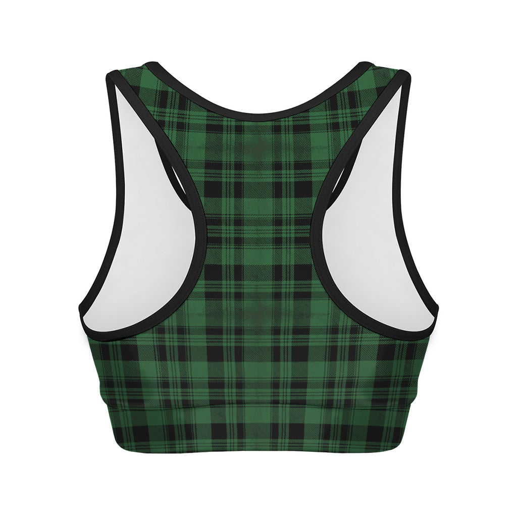 Green And Black Tartan Pattern Print Women's Sports Bra