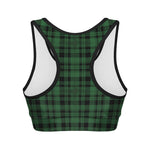 Green And Black Tartan Pattern Print Women's Sports Bra