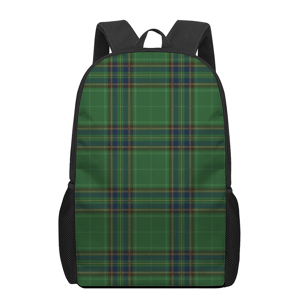 Green And Blue Stewart Tartan Print 17 Inch Backpack