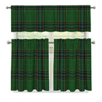 Green And Blue Stewart Tartan Print 3 Piece Kitchen Curtains